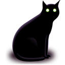 black cat with glowing eyes